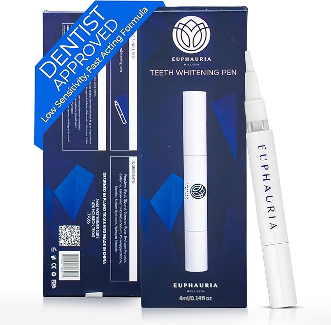 Premium Teeth Whitening Pen with Pro Whitening Gel 4ML (0.14fl oz) Professional Pen Solution with Hydrogen Peroxide Gel Refill for Teeth, Convenient & Travel-Friendly Stick Design for Adults
