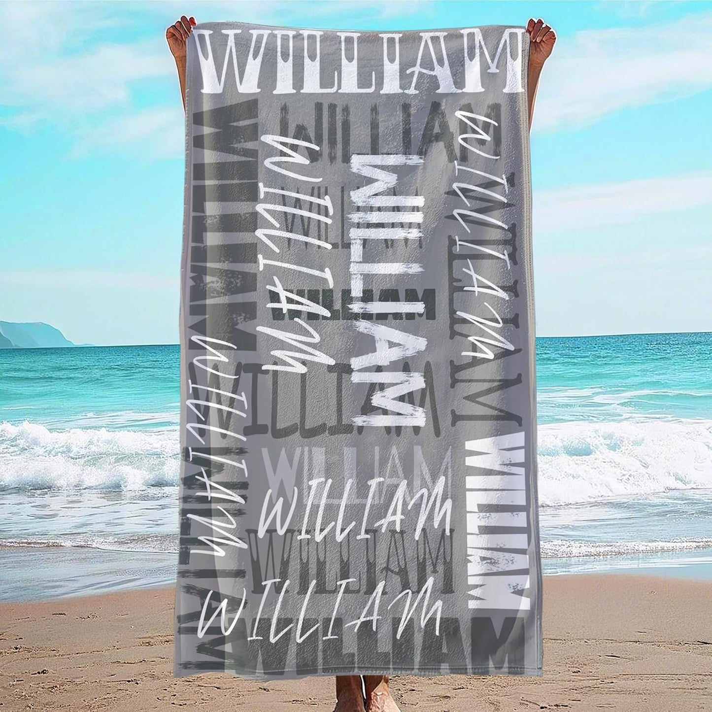 JML Personalized Beach Towel with Name, Custom Beach Towel with Name, Customized Microfiber Pool Towel, Quick Dry & Absorbent Swim Towel for Adult,Anniversary, Birthday, Summer Holiday,Vacation