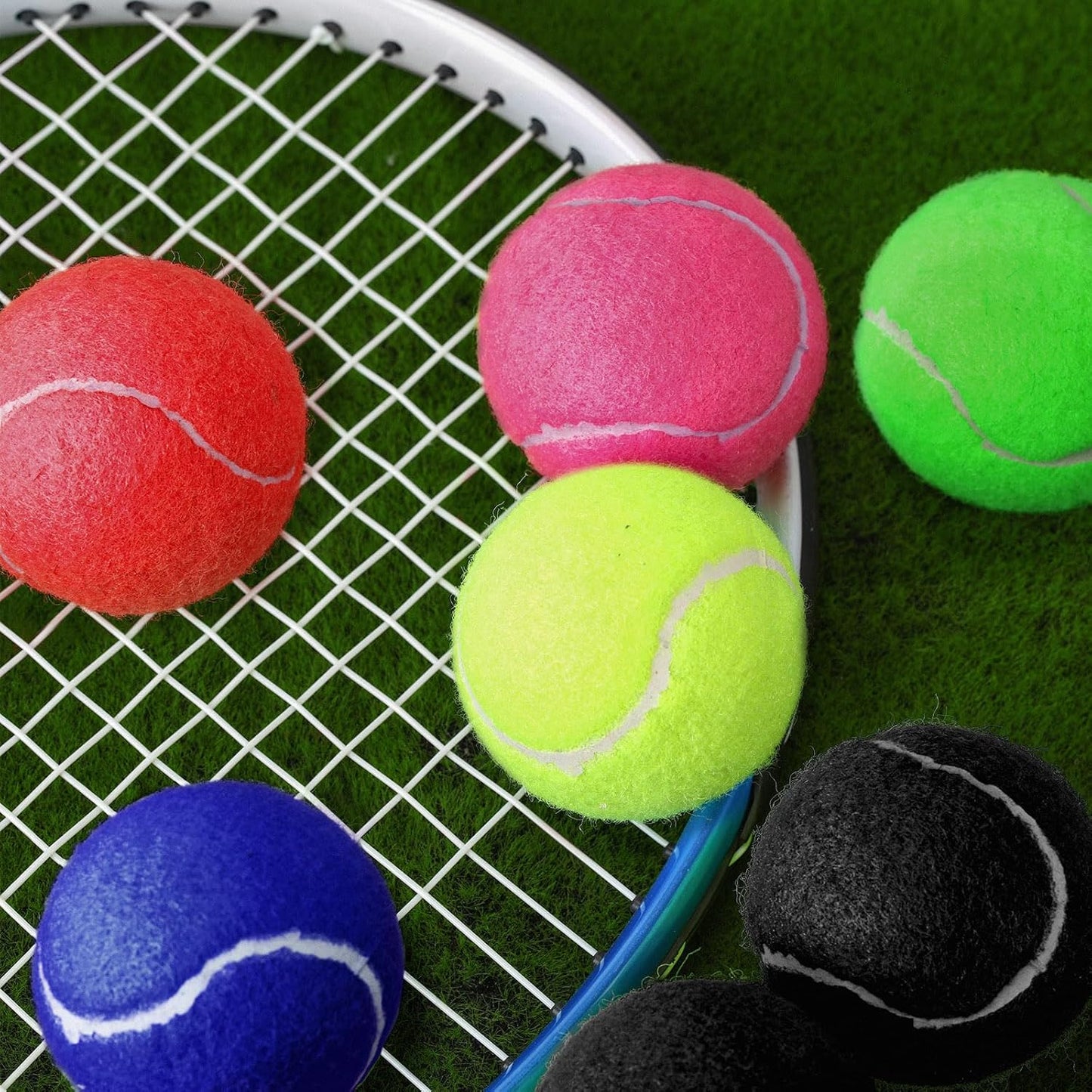Jenaai 48 Pcs Colored Tennis Balls Bulk 2.5 Inch Standard Pressure, Practice Training Tennis Balls Dogs Playing Supplies for Player Beginner Youth Training Pet, 6 Colors