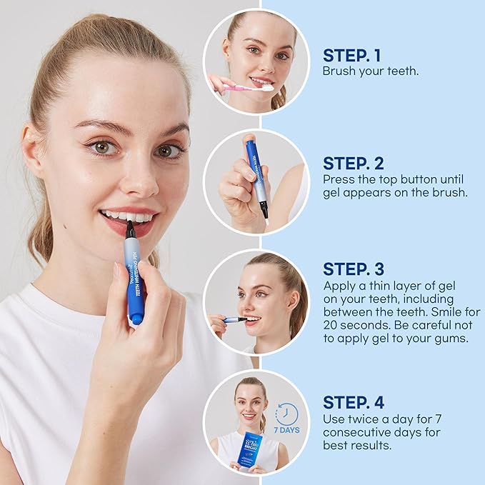 Teeth Whitening Gel – Set of 3 – Gentle, Pain-Free Formula for Sensitive Teeth – Easy, Mess-Free Application – Travel-Friendly & Enamel-Safe for a Brighter Smile