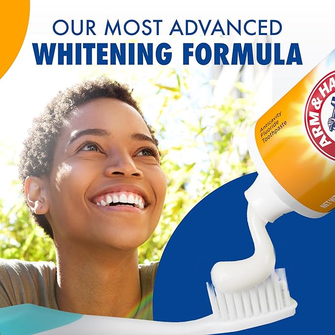 ARM & HAMMER Advance White Toothpaste, Teeth Whitening Baking Soda Toothpaste with Stain Defense Technology and Fluoride, Clean Mint Flavor, 6.0 Oz (Pack of 24)