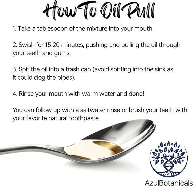 Oil Pulling Blend for Healthy Teeth and Gums with Organic Sesame, Coconut Oil - Organic Clove, Peppermint Vitamin E Oil Mouth Rinse for Fresh Breath Oral Health and Cleaner Teeth and Gums 8 Fl oz