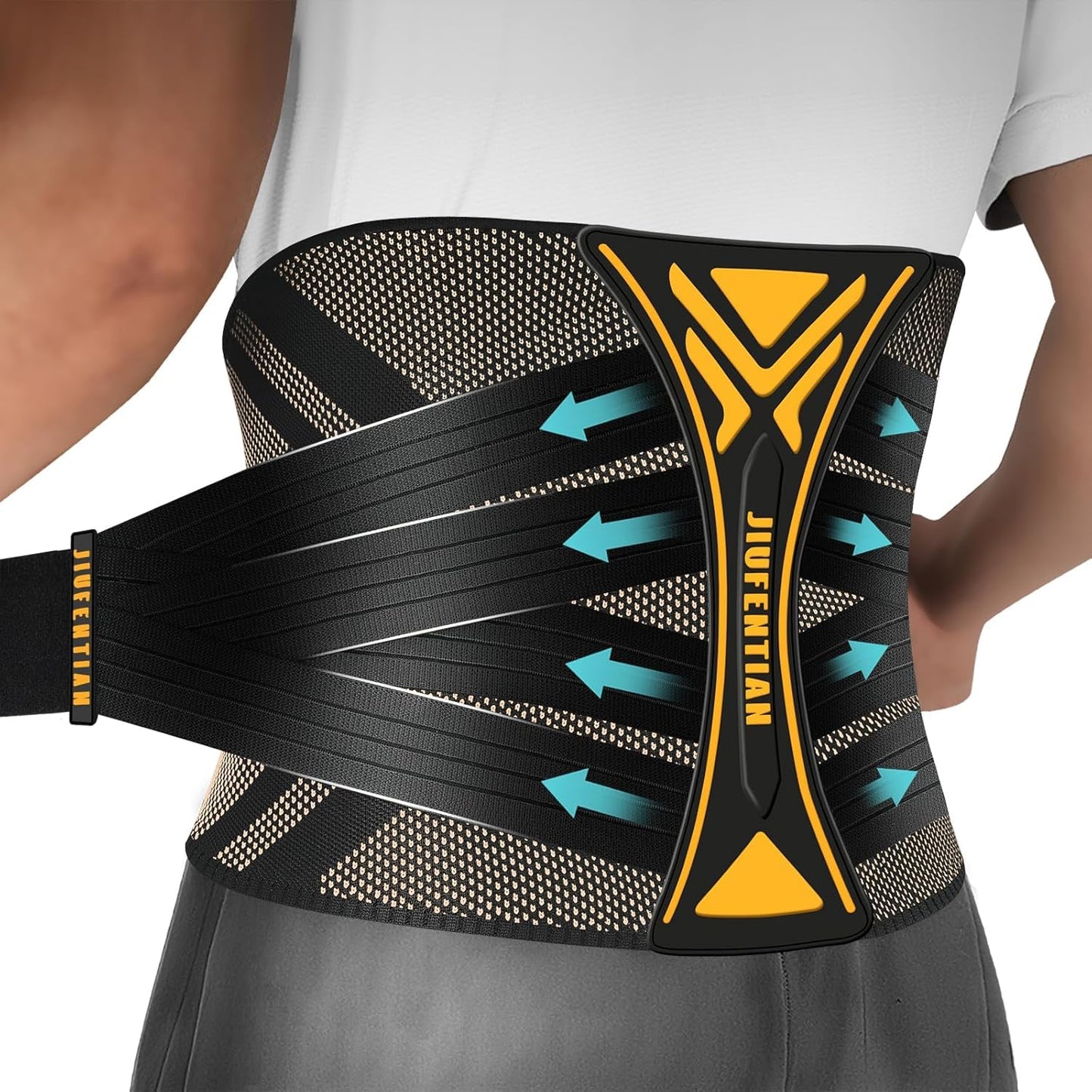 JIUFENTIAN Copper Back Braces for Lower Back Pain with Support System - Lower Back Brace for Herniated Disc,Lumbar supports for Sciatica, Scoliosis,Heavy Lifting and Work(Medium)