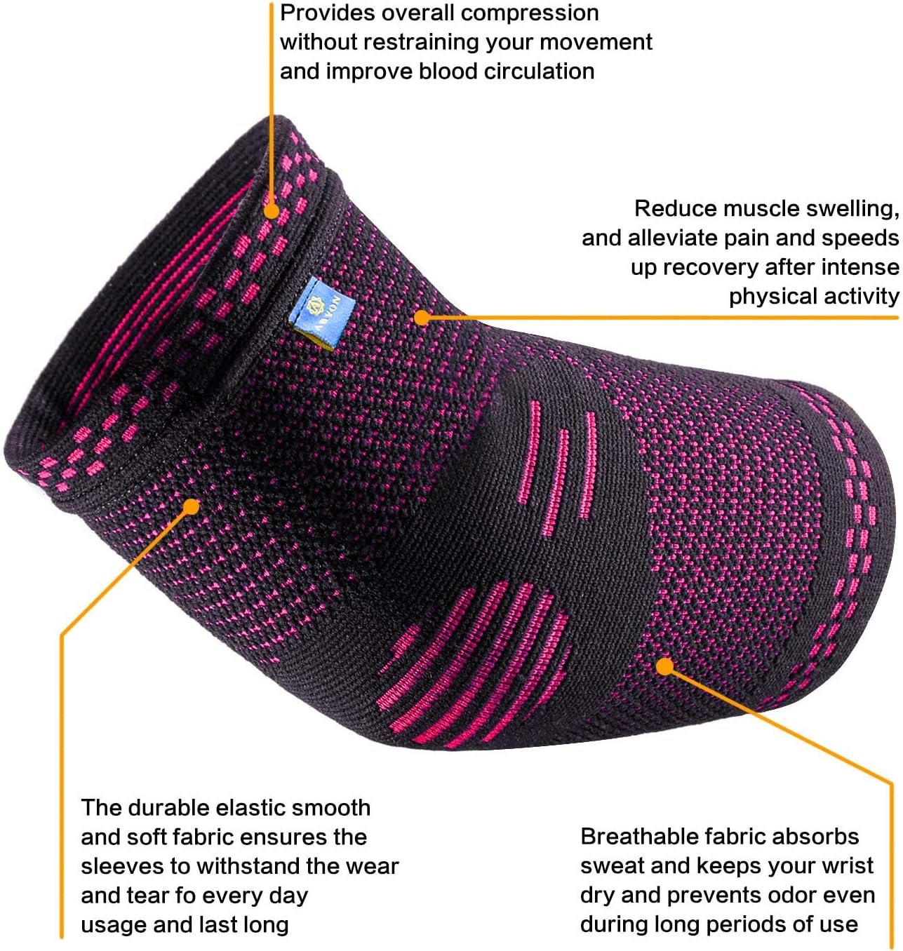 ABYON Compression Elbow Support, 1 Piece Compression Sleeve + 2 Pcs Tennis Elbow Pads for Men Women Pain Relieves Tendonitis, Arthritis, Tennis Elbow, Epicondylitis