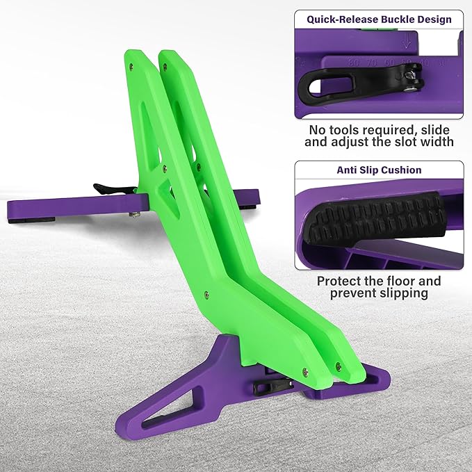 Adjustable Bike Parking Stand Fits 16-29 Inch Bicycles, Compatible with 23c-3.0 Tire Width – Heavy-Duty Plastic, Easy Installation, Stylish Two-Tone Design (Green&Purple)
