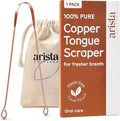 Arista Copper Tongue Scraper for Adults & Kids – 100% Pure Copper Tongue Cleaner – Extreme Bad Breath Treatment for Adults, Oral Detox & Hygiene – 1 Pack with Travel Pouch