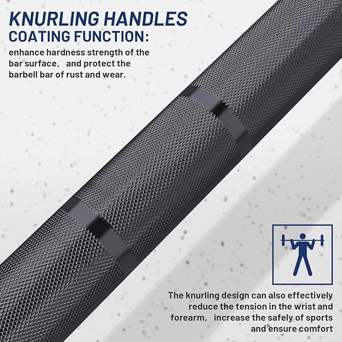 7ft Olympic Barbell Bar 45LB Load 1500lbs Capacity Available, for Gym Home Exercises, Weightlifting, Powerlifting for 2" Olympic Plates