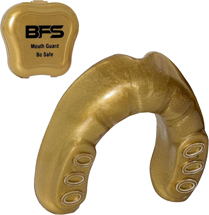 Sports Mouth Guard for Kids,Youth,Boys,Girls,Child Teen Mouthguard with Case (BPA Free) for Boxing, Martial Arts,MMA Karate,Lacrosse,Football,Soccer and All Contact Sports (Golden)