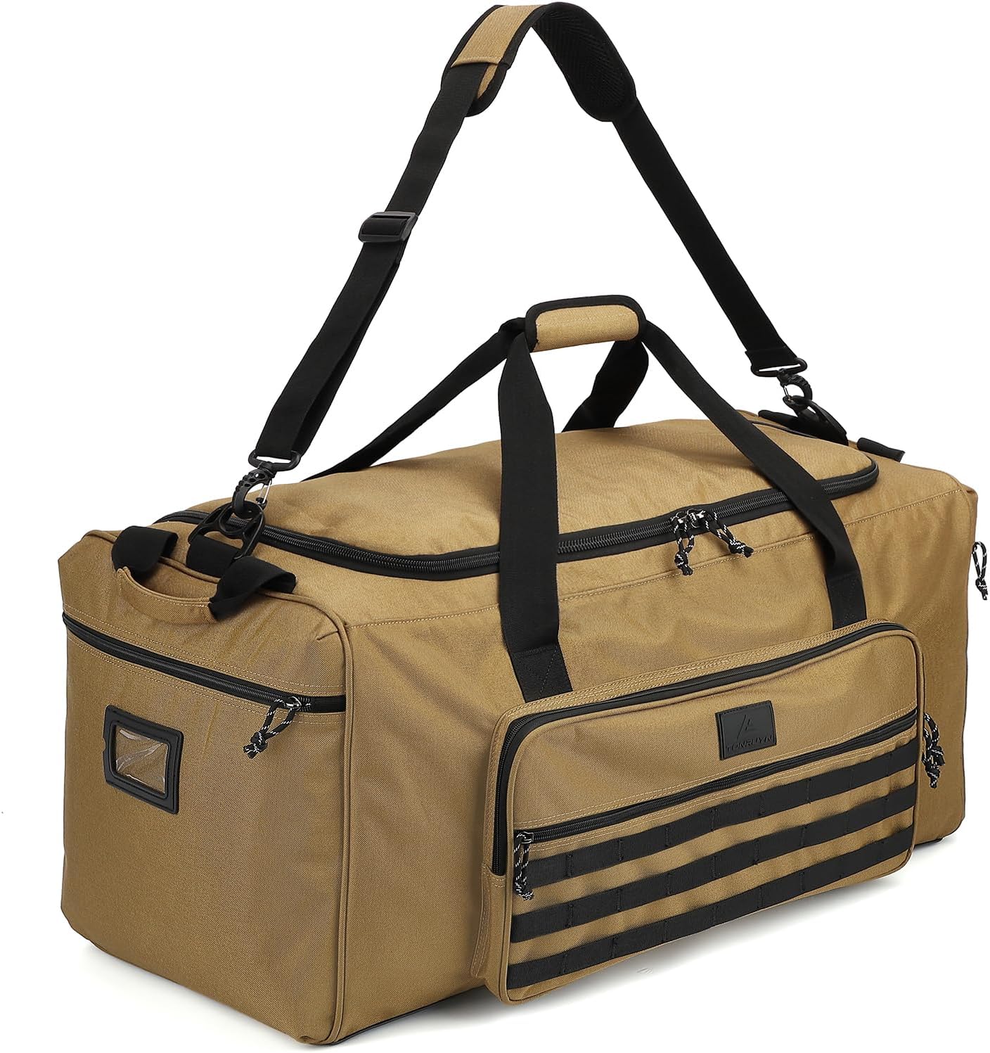 125L Extra Large Gym Duffle Bag for Men Women with Shoes Compartment Heavy Duty Tactical Sports Duffel Bag Big Football Baseball Basketball Soccer Hockey Team Equipment Bag, Brown