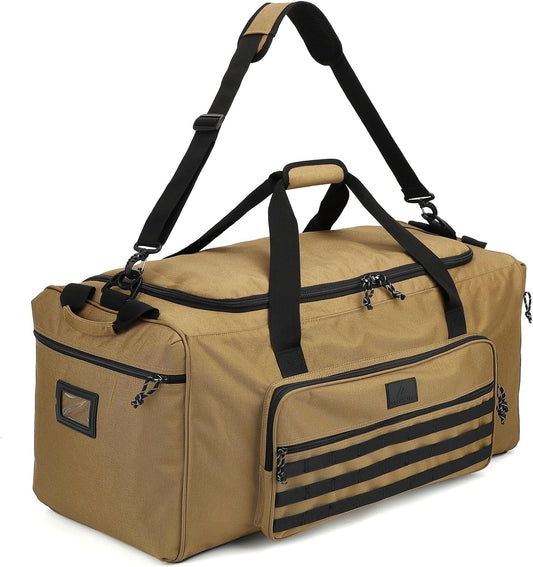 125L Extra Large Gym Duffle Bag for Men Women with Shoes Compartment Heavy Duty Tactical Sports Duffel Bag Big Football Baseball Basketball Soccer Hockey Team Equipment Bag, Brown