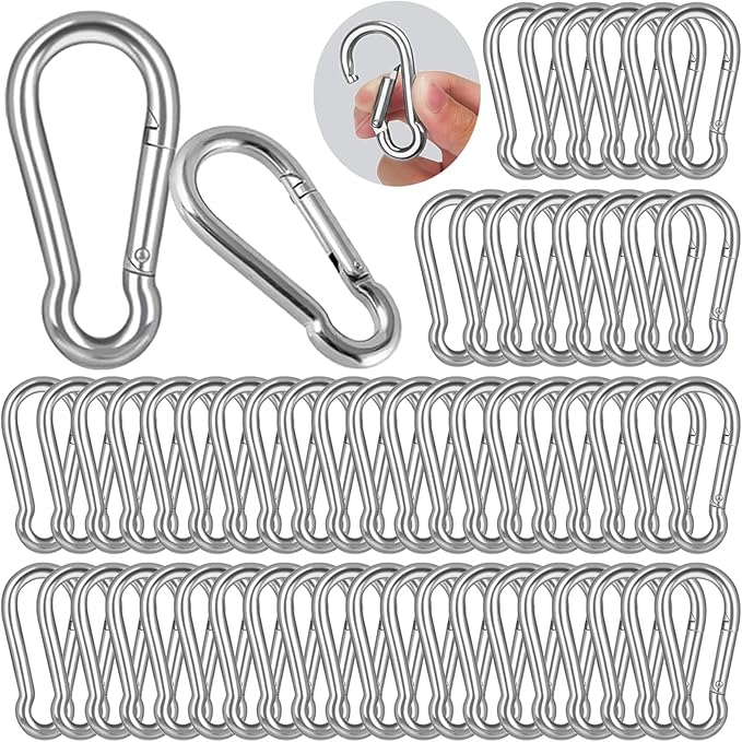 M5 Spring Snap Hook Carabiners, Carabiner Clip, Heavy Duty Galvanized Steel Spring Clip, Quick Link Key Chain for Swing Hammock Gym Outdoor, Holding Capacity