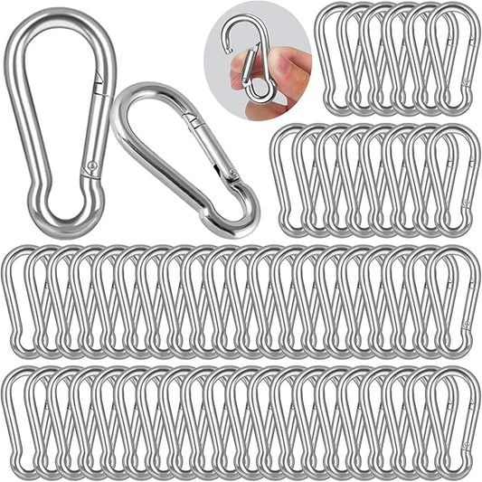 M5 Spring Snap Hook Carabiners, Carabiner Clip, Heavy Duty Galvanized Steel Spring Clip, Quick Link Key Chain for Swing Hammock Gym Outdoor, Holding Capacity