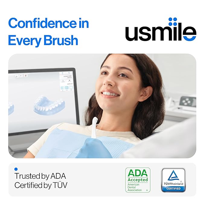 usmile P20 PRO Oscillating-Vibrating Electric Toothbrush, Electric Toothbrush for Adults, Rechargeable Travel Powered Toothbrush with Timer, 90-Day Battery Life