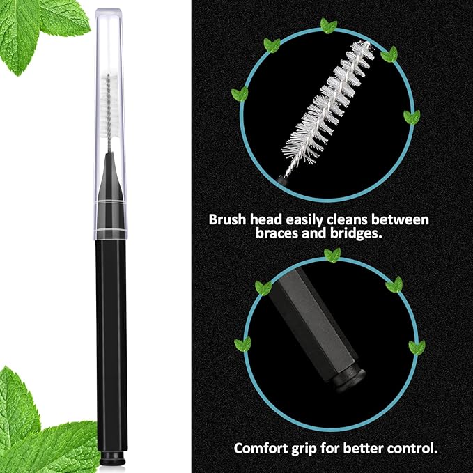 Patelai 50 Pieces Interdental Brush for Cleaner Braces Brush Toothpick Dental Tooth Flossing Head Oral Dental Hygiene Flosser Toothpick Cleaners Tooth Cleaning Tool(Black, White, Gray)