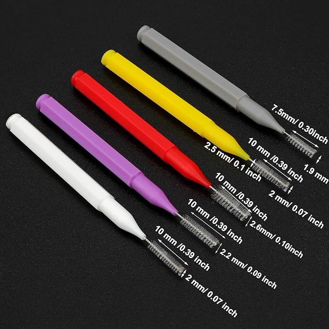 Patelai 50 Pieces Interdental Brush for Cleaner Braces Brush Toothpick Dental Tooth Flossing Head Oral Dental Hygiene Flosser Toothpick Cleaners Tooth Cleaning Tool(Red, Purple, Yellow, Gray, White)