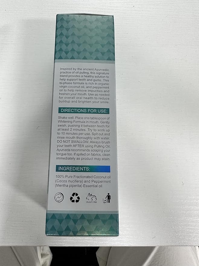 Coconut Oil Pulling for Fresh Breath and Oral Hygiene - Ayurvedic Expert Formulated | Supports Healthy Gums | Natural Teeth Whitening - Includes Tongue Scraper and Measuring Cup - 8 fl. oz