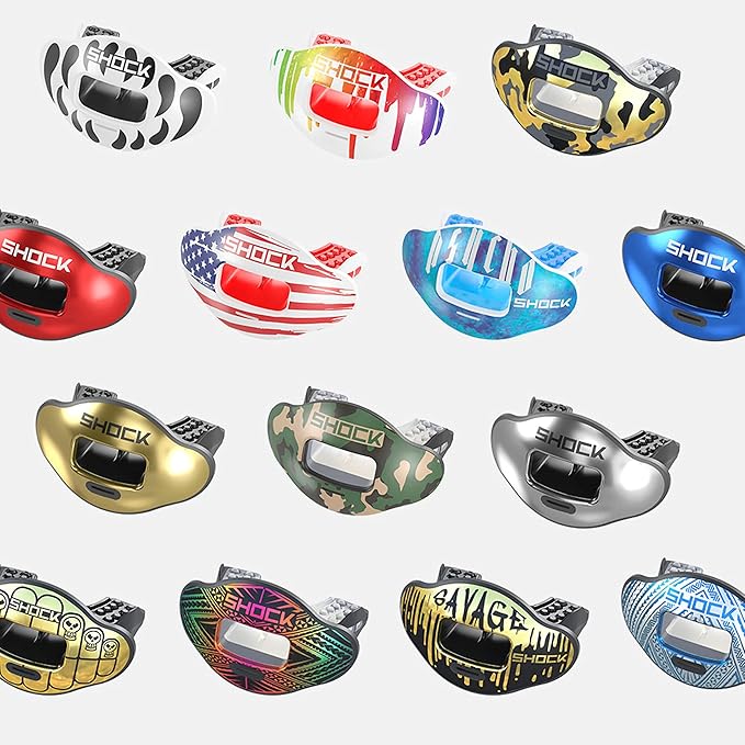 Shock Doctor Lip Guard, Adult and Youth Mouth Guard Football with Strap, Breathable Wide Opening Football Mouthpiece for Youth and Adults OSFA, Shock Doctor Mouth Guards, Max Airflow