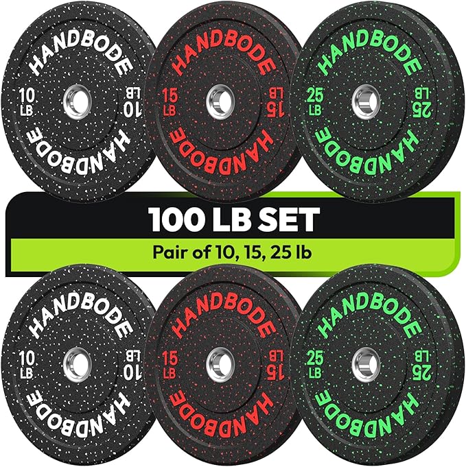 2-Inch Bumper Plates High Bounce, Olympic Weight Plate Set 45/100/160/190/260/300lb, Barbell Weight Plates Set for Home Gym, Colored Weights Rubber Strength Training Plate for Weight Lifting