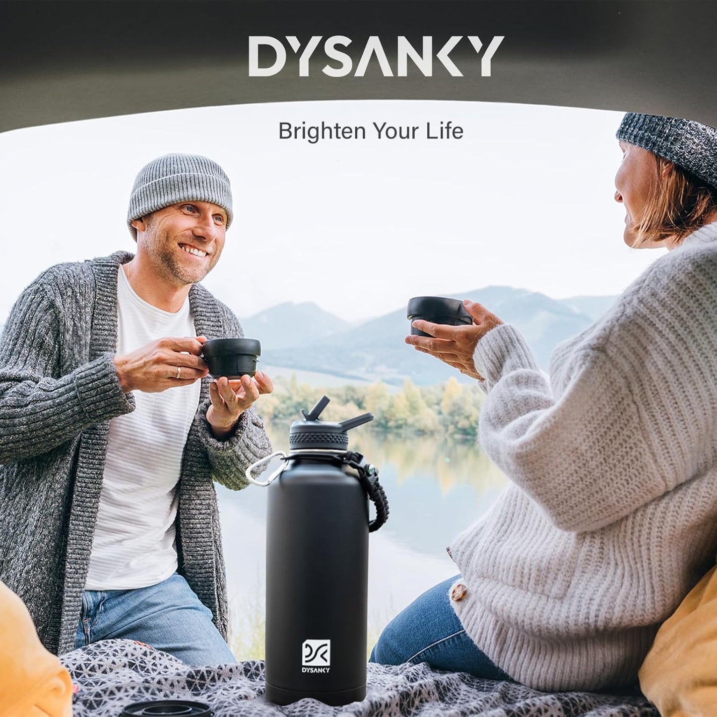 Insulated Water Bottle | Thickened Stainless Steel for Gym and Hiking with Straw, Carrier Bag, Handle Strap | BPA-Free 87 oz