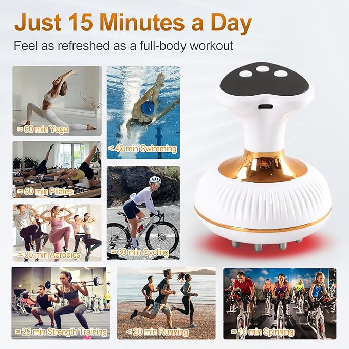 Lymphatic Drainage Massager, Anti-Cellulite & Stretch Mark Reduction Body Sculpting Machine for Legs, Arms & Belly, Skin Firming & Fat Loss, with Microcurrent, Heat, Light & Vibration