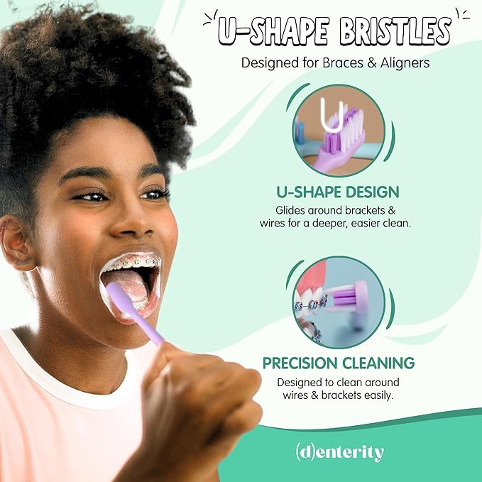 U-Shape Toothbrush Braces Care Kit, 11-Piece Orthodontic Travel Set with Wax, Toothpaste, Mouthwash & Pouch | Braces Hygiene Essentials for Teens & Adults
