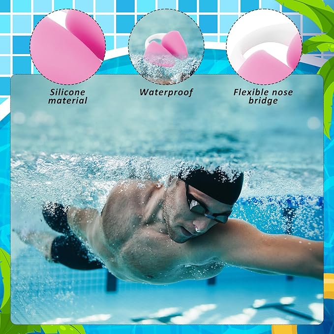 2 Pack Nose Plugs for Swimming for Adults and Kids (Age 7-12), Waterproof Soft Silicone Swimming Protectors Nose Block Nostril Plugs for Swimmers Surfers Water Sports