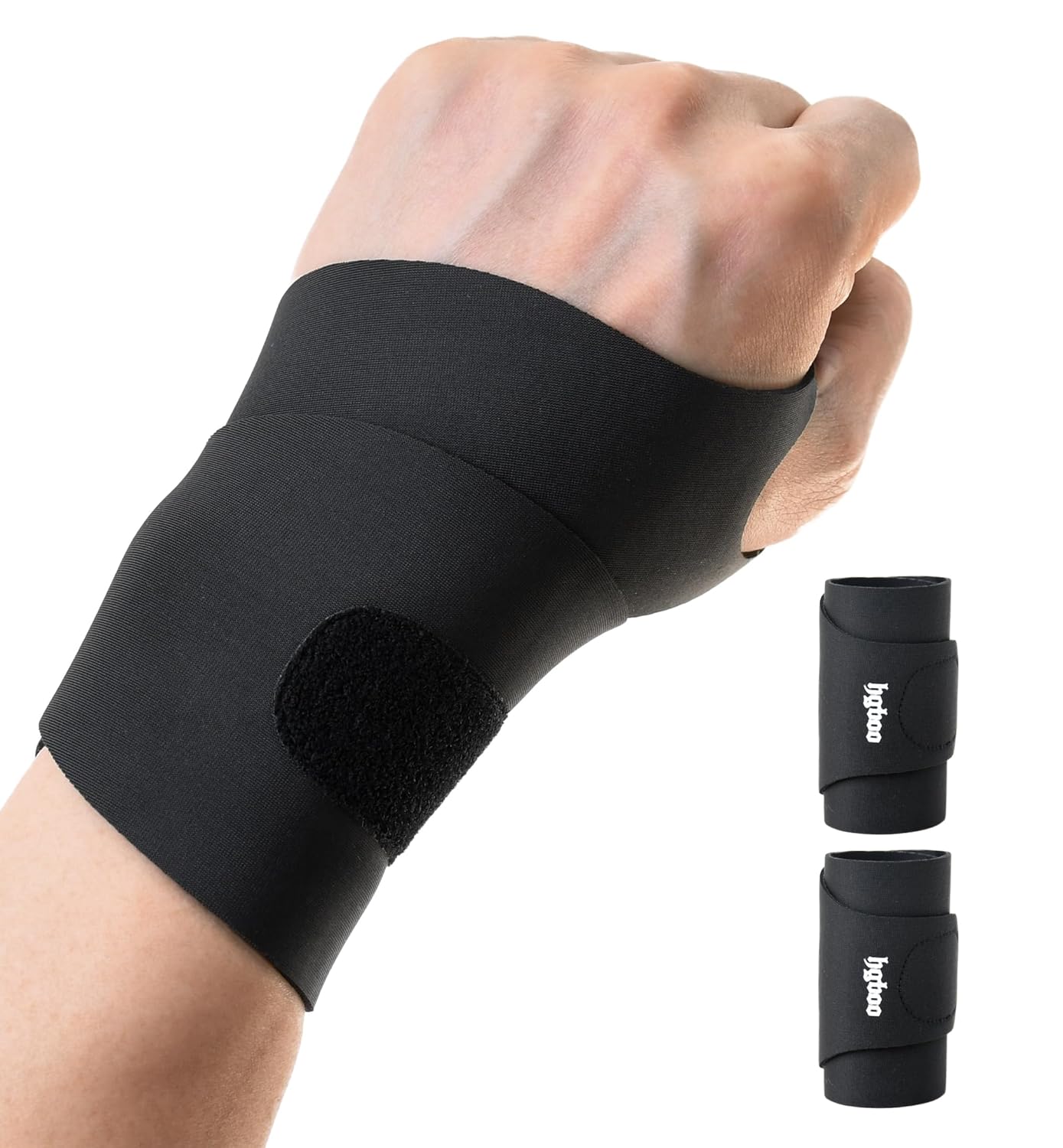 2 Pack Thin Compression Wrist Brace for Men & Women, Adjustable Elastic Wrist Support for Carpal Tunnel Arthritis Tendonitis Sports Pain Relief, Soft & Comfortable Day/Night Wrist Wraps (Black)