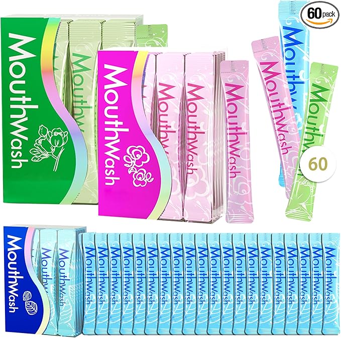 60PCS Travel Size Mouthwash,Portable Mini Mouthwash,Long-Lasting Freshness Travel Mouth Wash for Oral Care A13