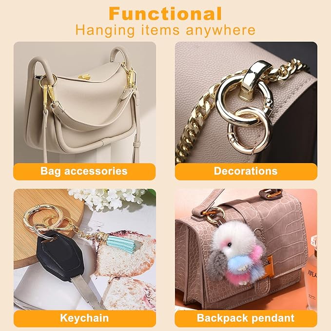 10Pack 2" Large Round Carabiner Clips, Metal Spring O Rings for Organizer Key Rings, Paracord Keychain Lanyard, Pet Chains, Purse Hardware, Key Snap Hooks DIY Accessory (Bronze)