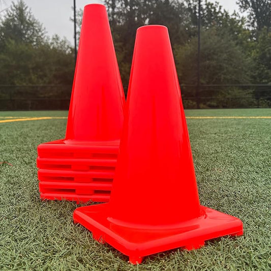 LVL10 Pro Training Cones - 12" Large Soccer Cones for Sports Training - for Basketball, Football, Basketball and Agility Drills - Soccer Field Markers That Won't Crack, Slide or Fly
