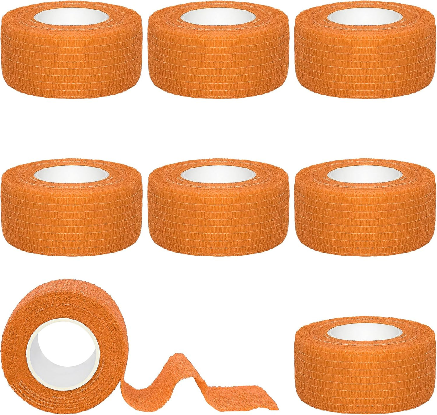 8 Rolls 1” Cohesive Bandage Self Adherent Bandage Wrap Breathable Vet Tape Elastic Adhesive Bandage for Sports, Wrist, Ankle, Tattoo Wraps(Orange)