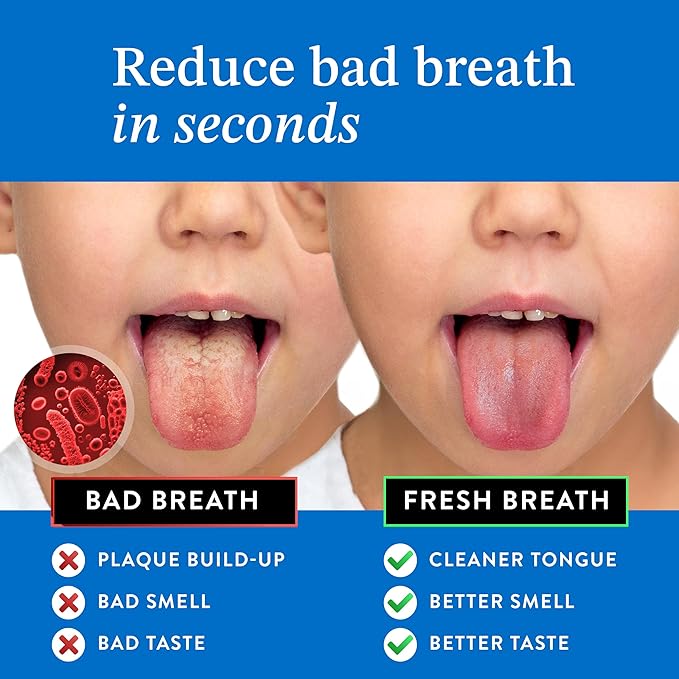 Mouthology Tongue Scraper for Kids (2 Pack), Stainless Steel Tongue Cleaner (Reduce Bad Breath), Metal Tongue Scrubber for Children, Improve Oral Health