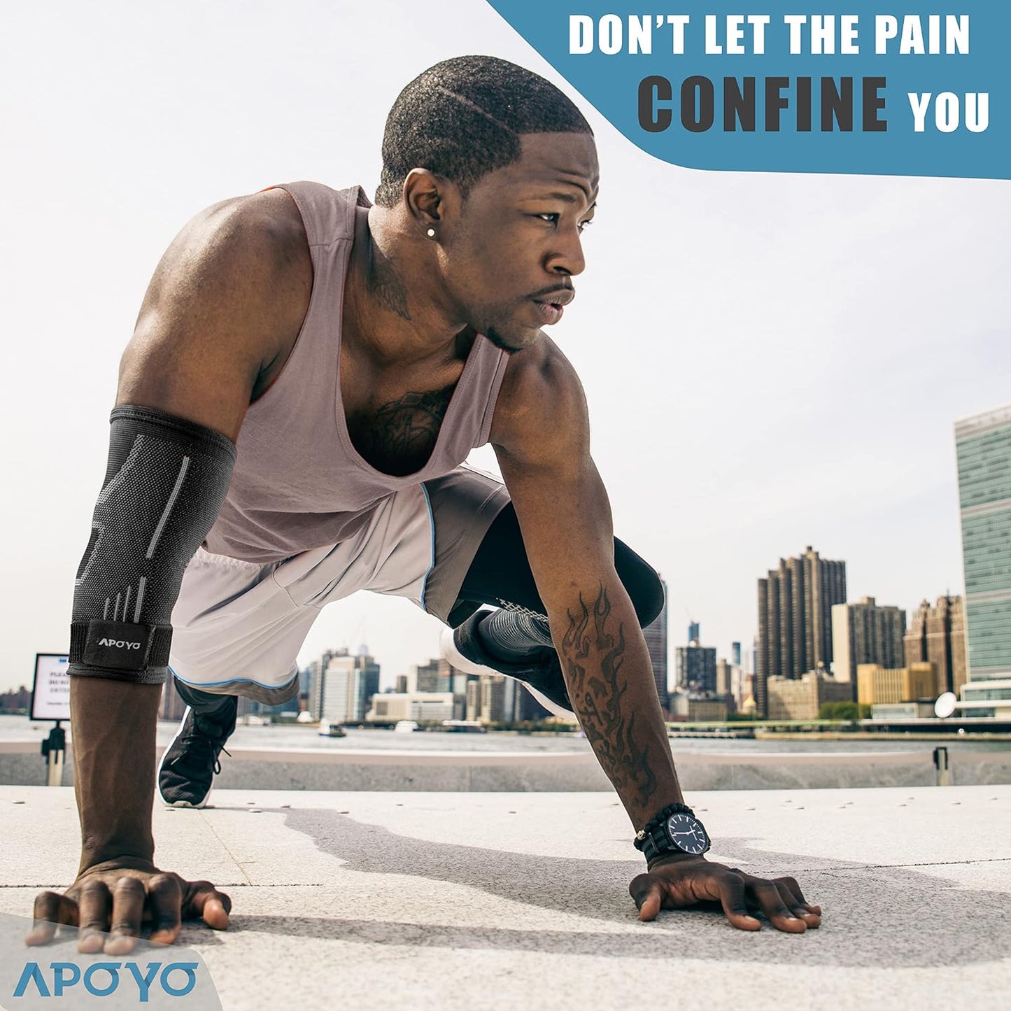 APOYO Elbow Brace for Tendonitis and Tennis Elbow, (Pair) Compression Sleeve for Arthritis, Workouts, Reduce Joint Pain During Fitness Activity (Small)