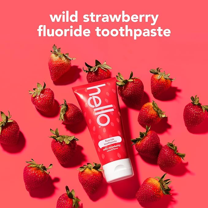 hello Wild Strawberry Kids Toothpaste with Fluoride, Strawberry Toothpaste for Kids, Safe for Ages 2 and Up, Helps Prevent Cavities, Strengthen Enamel, and Polishes Teeth, ADA Approved, 3 Pack, 4.2 Oz