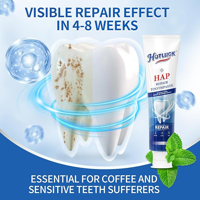 Hotluck HAP Fluoride Free Toothpaste，Nano Hydroxyapatite Toothpaste，Enamel Repair & Remineralization，Whitening，Fresh Breath，Natural Mint，4oz (Pack of 2)
