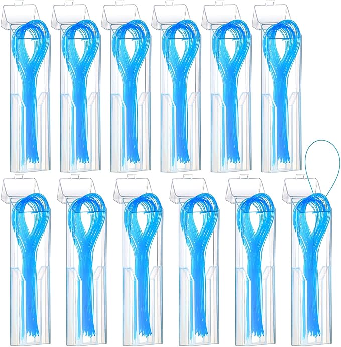 Vesici 600 Pcs Dental Floss Threader for Bridges, Braces, and Implants Dental Threader, Multifunctional Nylon Loop Design for Your Teeth, Pack of 12(Blue)