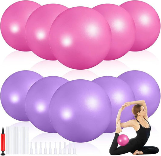 Aoriher 10 Pieces 9 Inch Exercise Pilates Ball Yoga Therapy Core Ball for Yoga Stability Barre Training Stretching Physical Posture Training Gym