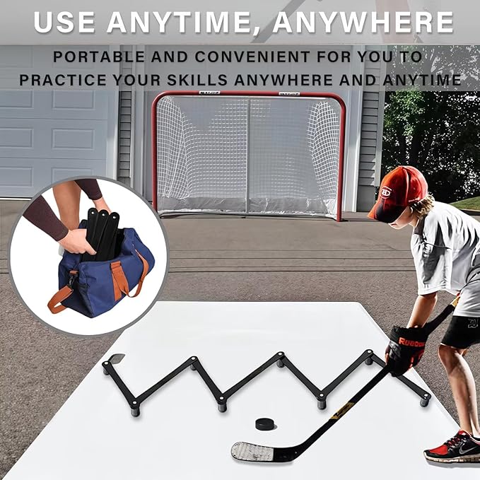 Lightweight Hockey Stick Handling Training Equipment for Enhanced Handling, for Puck Control - Solid, Portable, Durable and Multi-Angle Adjustable, Black