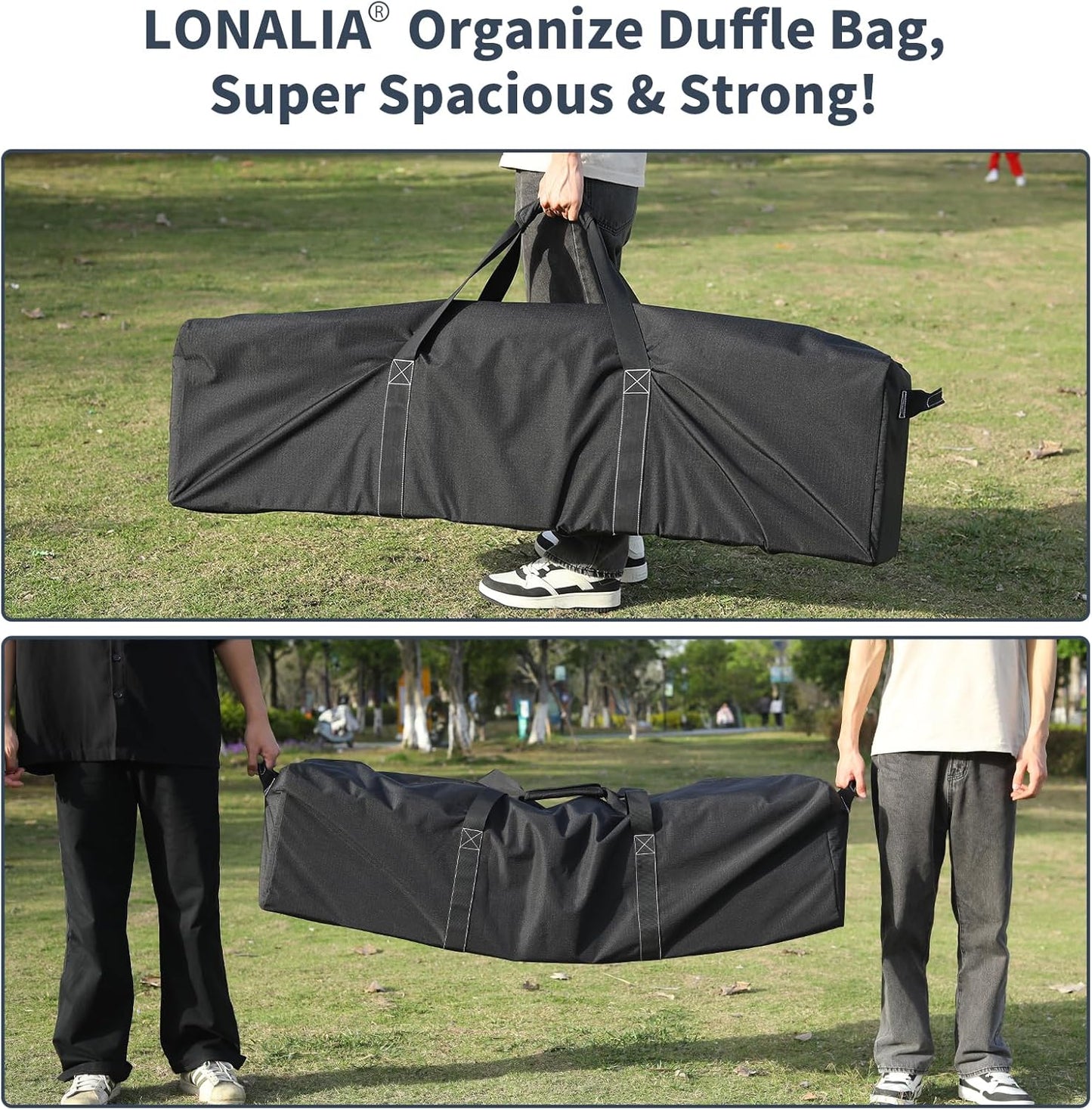 52 Inch Large Duffle Bag for Travel Camping - 180L Extra Large Heavy Duty Duffel Bag, Sport Equipment Storage Bag with 2 Sides Handles-Black