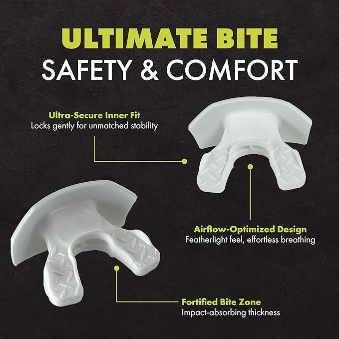 DAMAGE CONTROL Youth Football Mouth Guard – Breathable No Boil Mouthpiece, Protects Lips & Teeth, Works with Braces, Includes Helmet Strap – Sports Gear & Accessories (Momma's Boy)