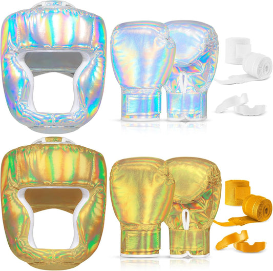 Kanayu 14 Pcs Boxing Set Including 2 Pair of 16 oz Boxing Gloves Headgear Helmet and Hand Wraps Mouth Guards Gifts for Adults Youth Beginners Training Equipment