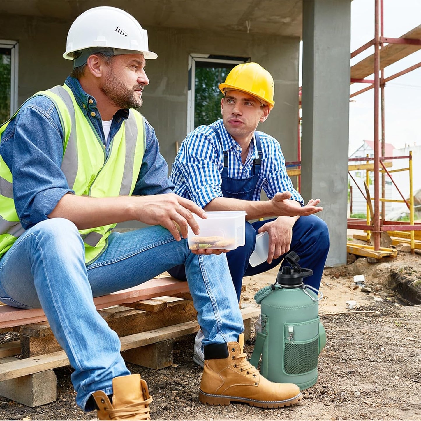 1 Gallon Water Bottle Insulated | Thickened Stainless Steel Vacuum Metal Water Jug | Portable Sports Large for Gym and Hiking with Straw, Carrier Bag, Handle Strap | BPA-Free 128 oz