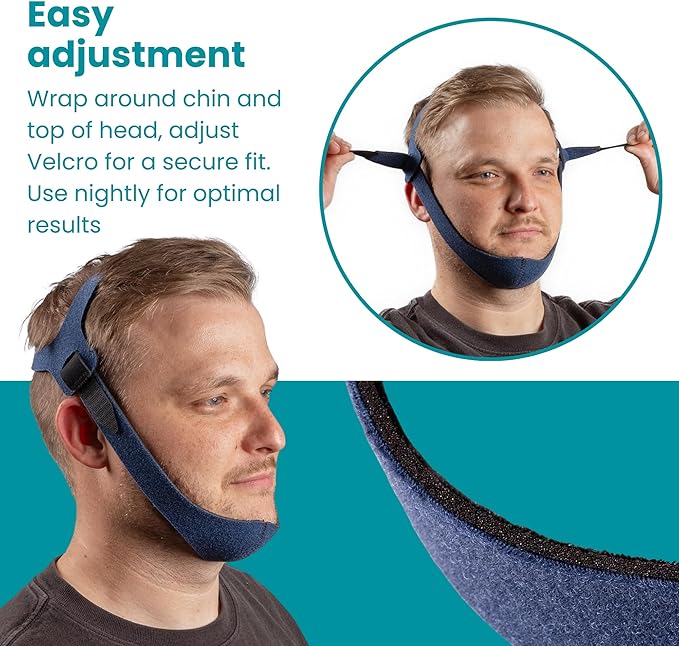 LifeSource Made in America Snoring Halo Chin Strap for CPAP Users, Chin Strap for Snoring Solution, Breathable, Adjustable, Latex Free, Comfortable Sleep Support for Men & Women