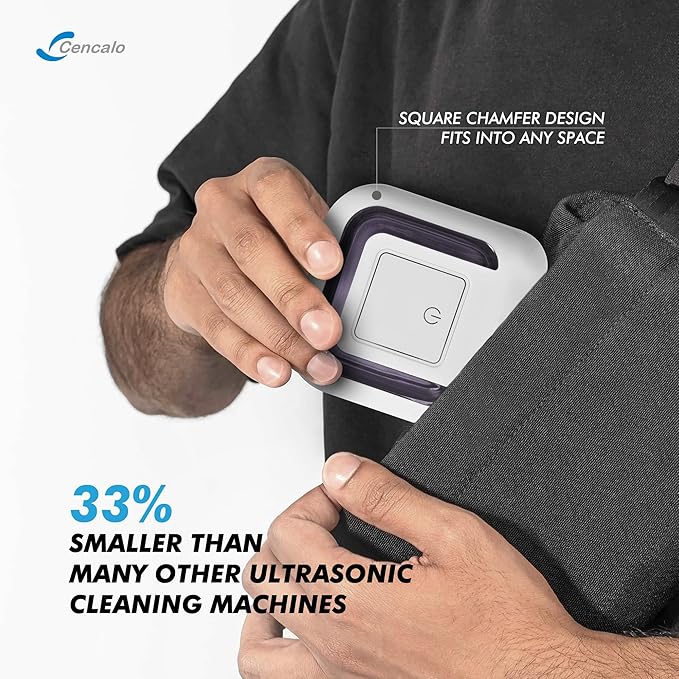 Ultrasonic Retainer Cleaner Machine with 2 Digital Timer, U-V Dental Cleaning Pod with Viewing Port,180ml Portable Denture Cleaner for Mouth Guards, Night Guards, Aligners, Brace, Jewelry, 42kHz White