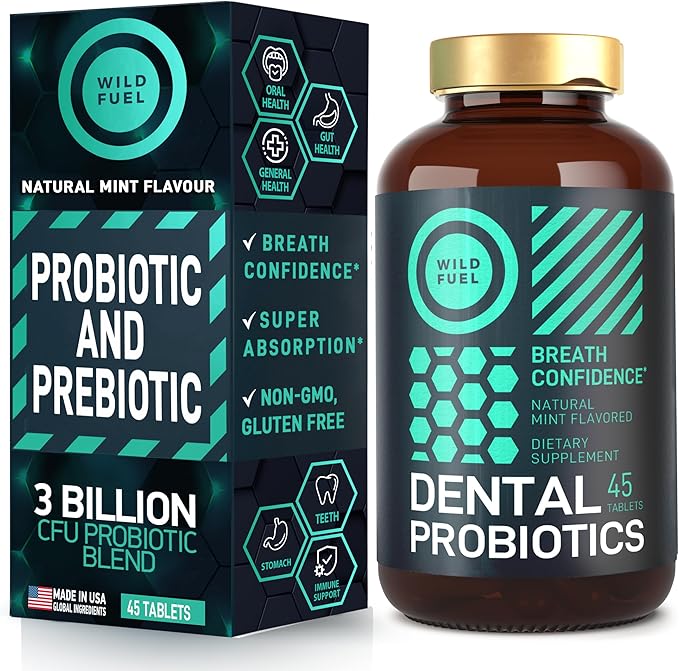 Oral Probiotics for Mouth Bad Breath - Dental Probiotics for Teeth and Gums - 3 Billion CFU Advanced Bad Breath Treatment for Mouth Health - 45 Prebiotic and Probiotic Lactobacillus Salivarius Tablets
