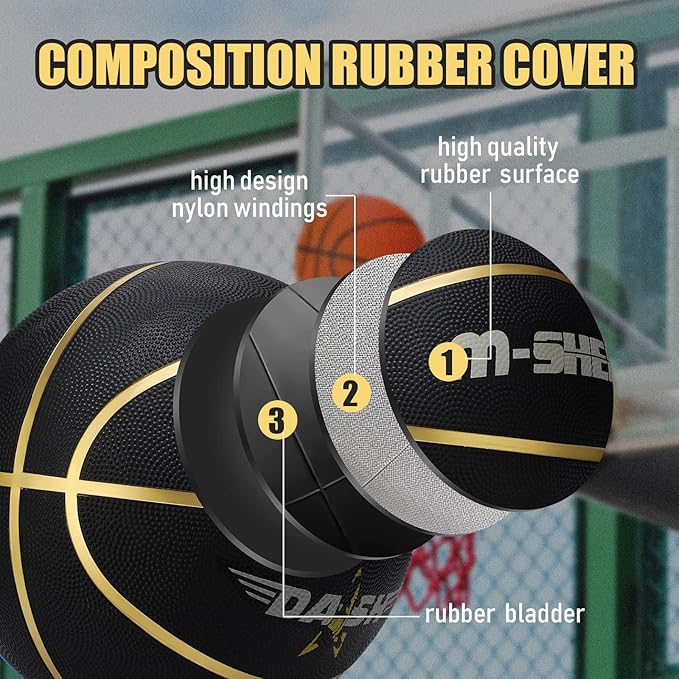 Jerify 12 Pieces Basketballs Bulk Official Size 7 Rubber Basketballs 29.5 Rubber Inflatable Basketballs with Pump Indoor Outdoor Basketballs Bulk Standard Basketball for Training and Play