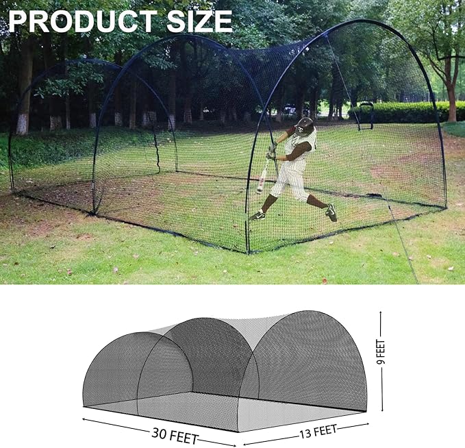 AIRHOP 22/30 FT Portable Baseball & Softball Batting Cage for Backyard Batting Practice, Durable Large Enclosed Batting Cage with Pitching Machine Hole and Removable Door