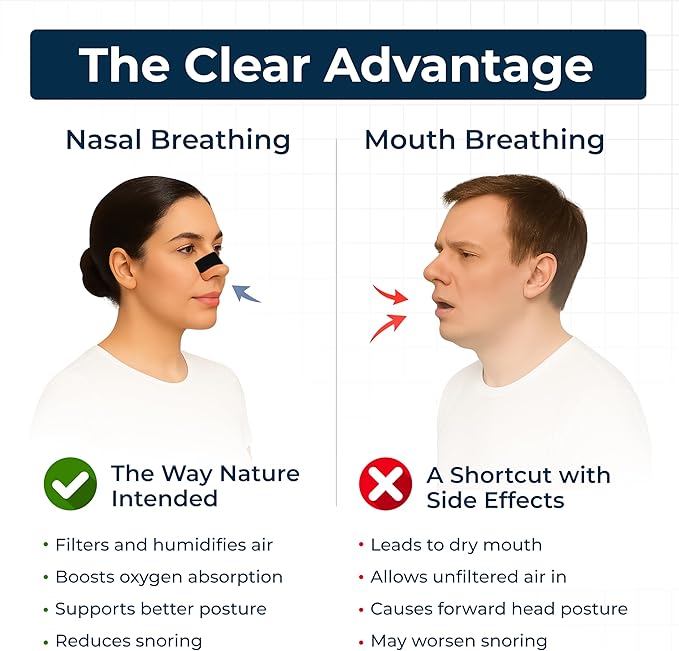 TapeGeeks Nasal Strips for Snoring Relief – Hypoallergenic Nose Strips for Breathing – Strong Hold, Gentle on Skin, Latex-Free, 30 Count