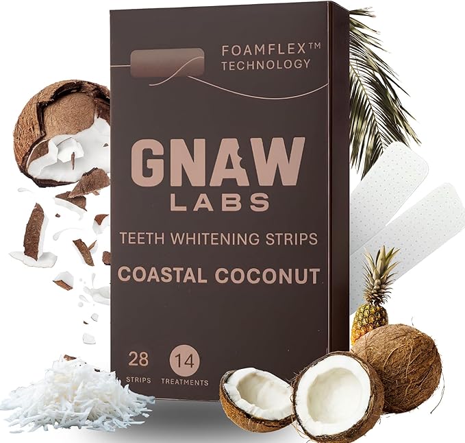 Teeth Whitening Strips for Men – 14 Treatments | Enamel-Safe Hydrogen Peroxide Formula Infused with Coconut Oil | FoamFlex™ Technology | No Sensitivity, Professional at-Home Whitening Kit