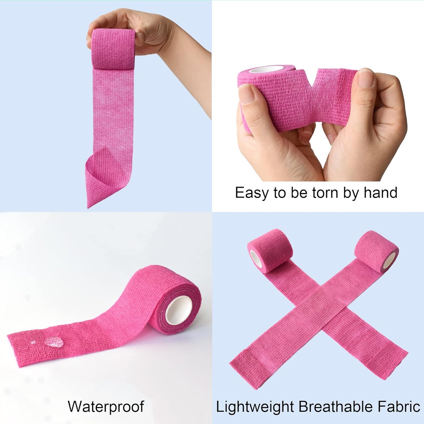 10 Pack Self Adherent Bandage Wrap Elastic Cohesive Bandage Self Adhesive Tape Vet Wrap Tape 2 Size (8Pack 2'' and 2Pack 1''), Light Purple